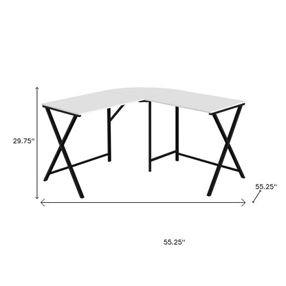 55" White and Black L Shape Computer Desk