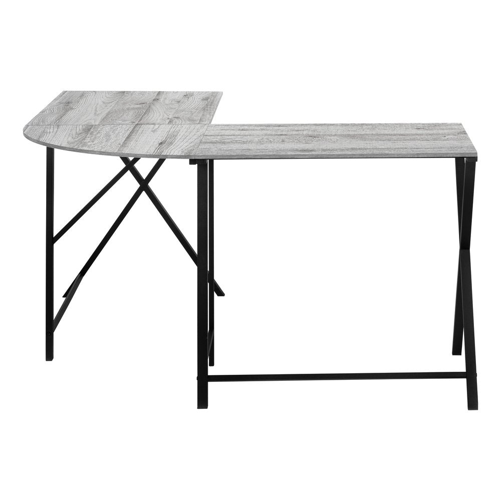55" Gray and Black L Shape Computer Desk
