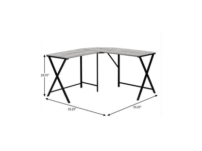 55" Gray and Black L Shape Computer Desk