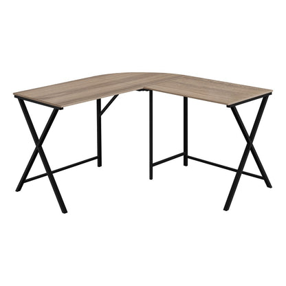 55" Taupe and Black L Shape Computer Desk