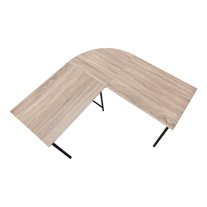 55" Taupe and Black L Shape Computer Desk