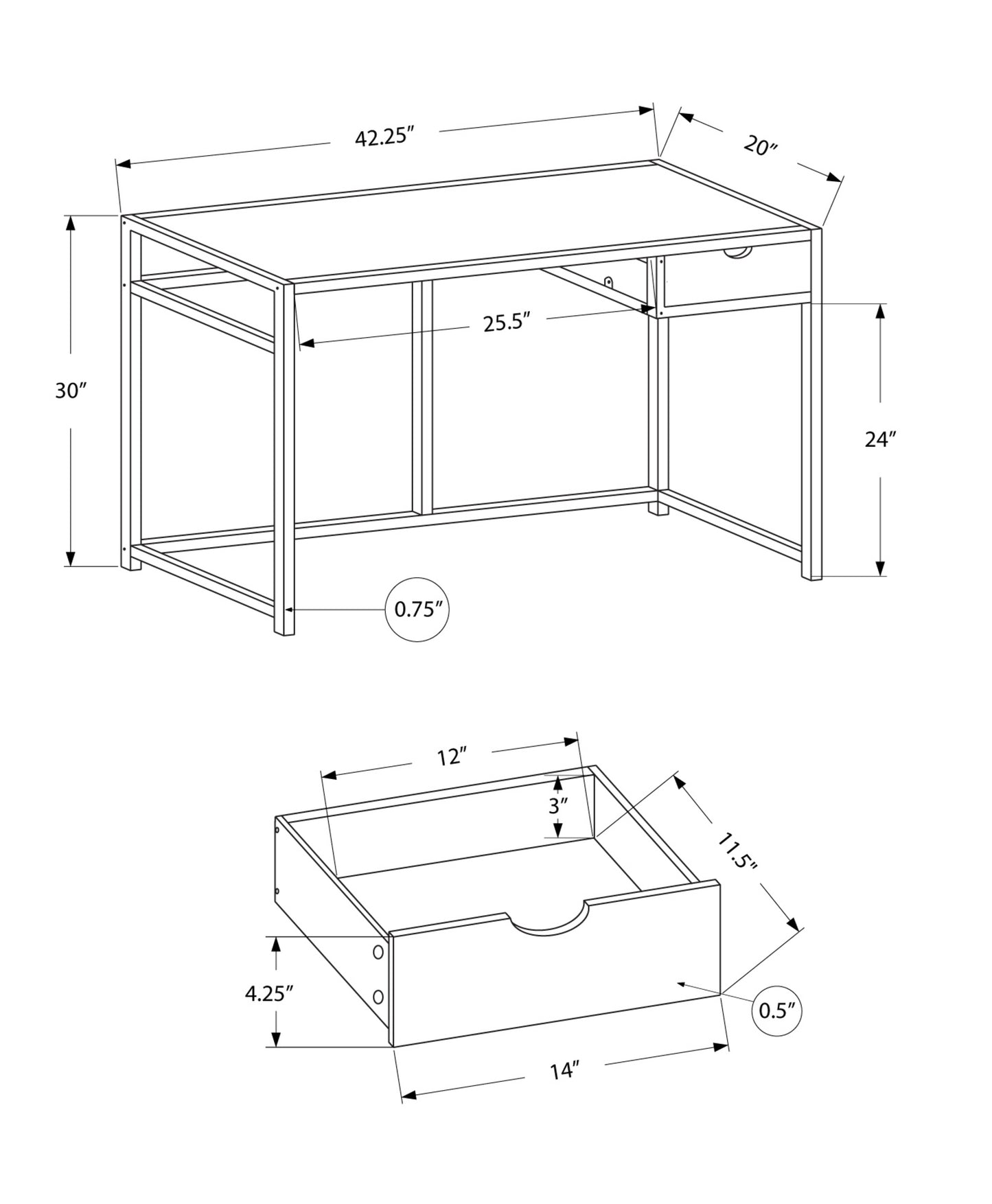 42" Gray and Dark Gray Computer Desk