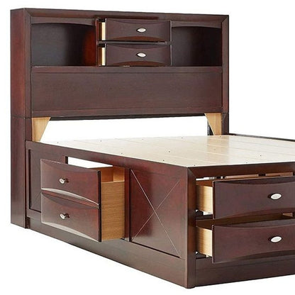Espresso Wood King With Ten Drawers Bed Frame