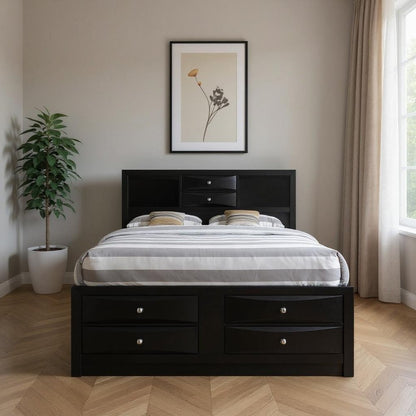 Black Wood King Bed Frame With Drawers