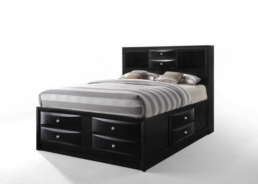 Black Wood King Bed Frame With Drawers