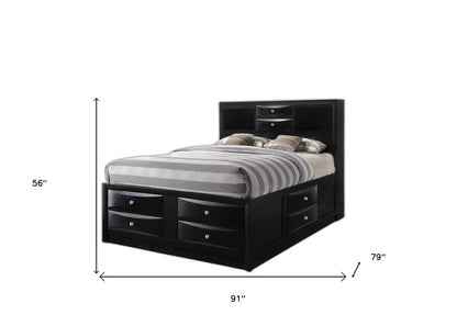 Black Wood King Bed Frame With Drawers