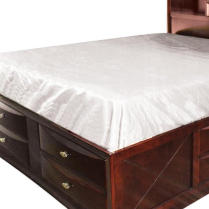 Espresso Wood Queen Bed Frame With Drawers