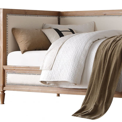 Oak And Linen Nail Head Trim Twin Daybed