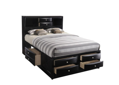 Black Wood Full With Ten Drawers Bed Frame