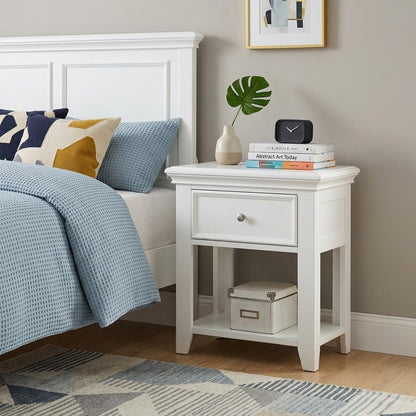 27" White One Drawer Nightstand