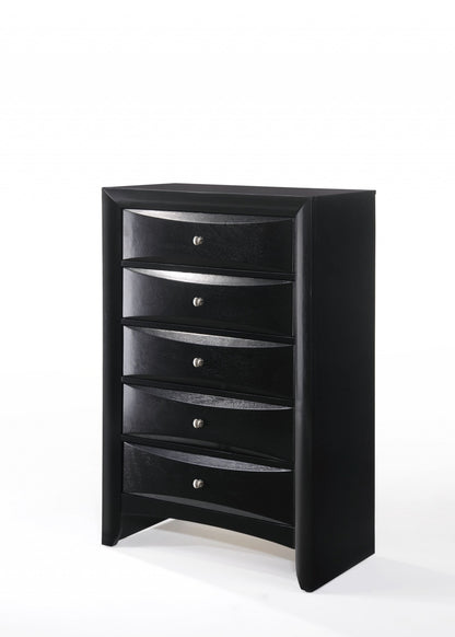 32" Black Solid Wood Five Drawer Standard Chest