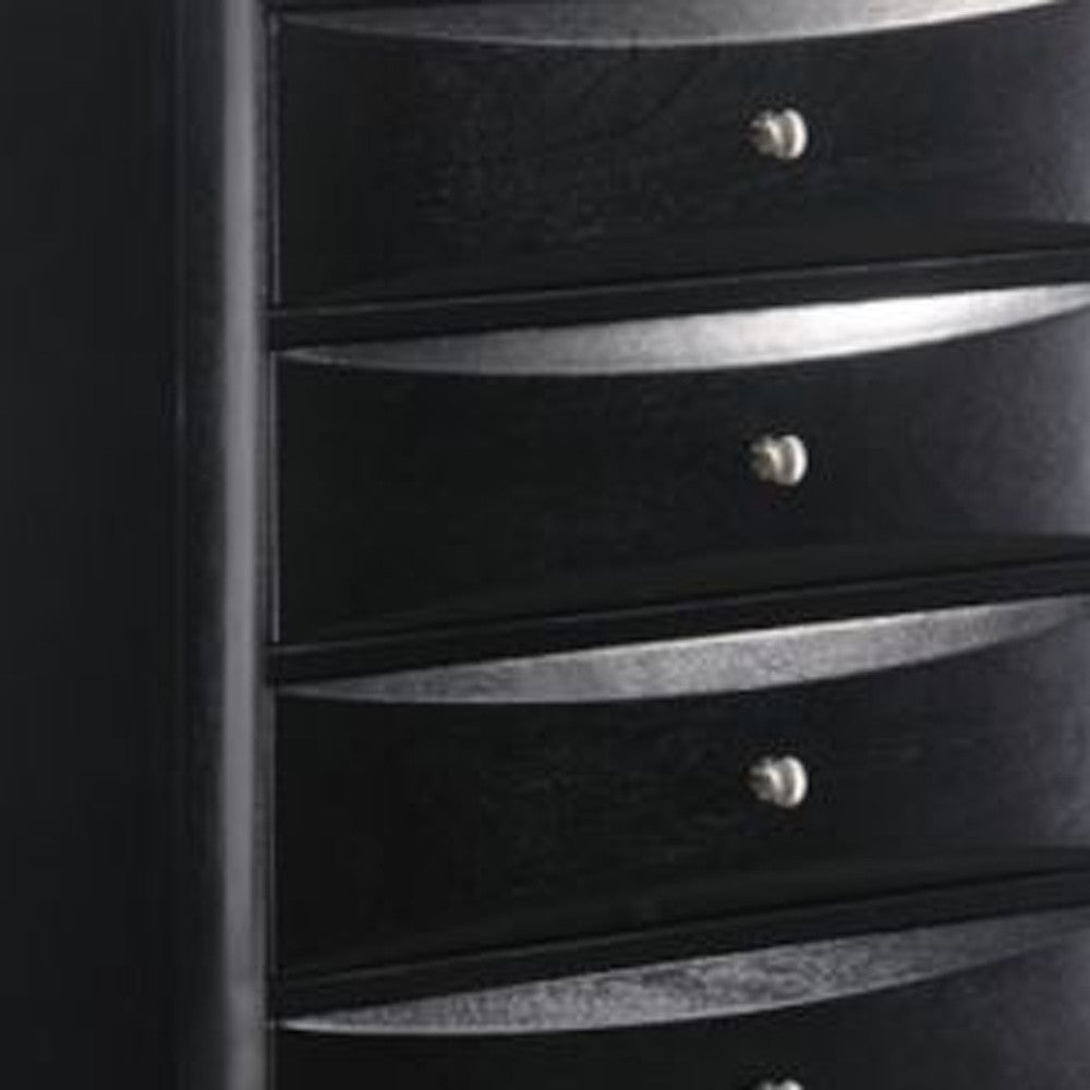 32" Black Solid Wood Five Drawer Standard Chest