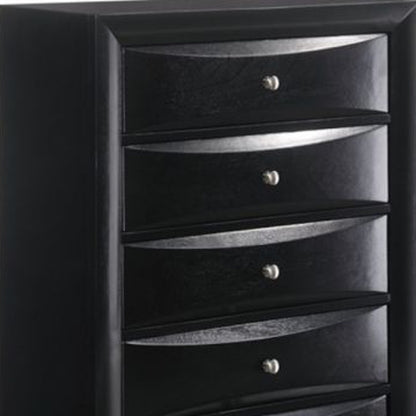 32" Black Solid Wood Five Drawer Standard Chest