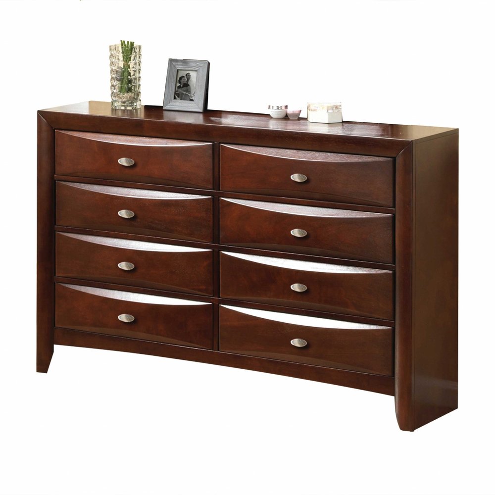 59" Espresso Solid Wood Eight Drawer Double Dresser