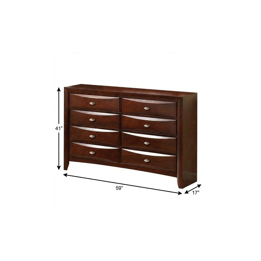 59" Espresso Solid Wood Eight Drawer Double Dresser
