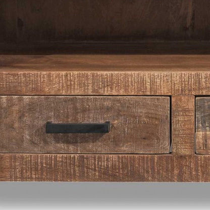 57" Natural and Brown Solid Wood Console Table