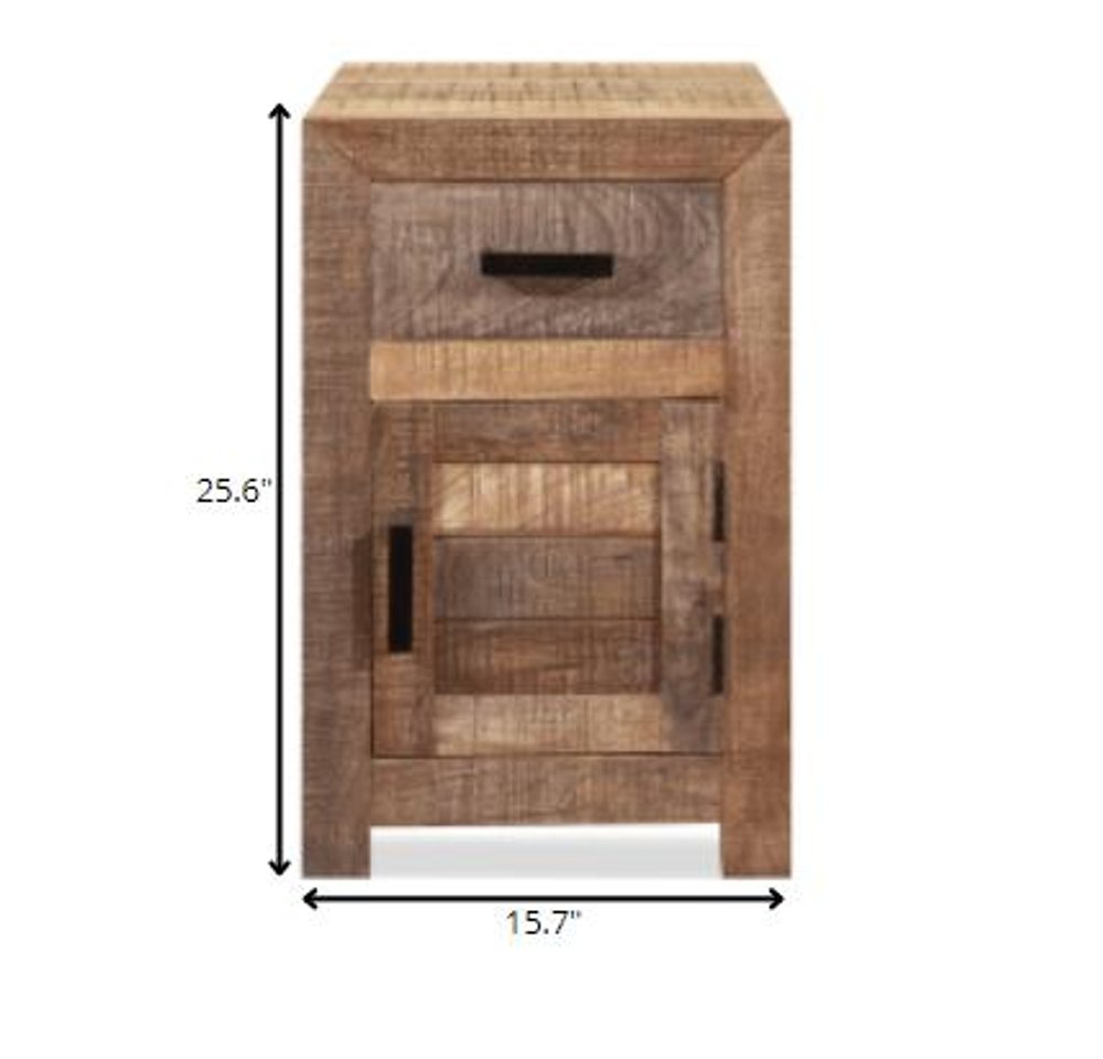 26" Brown Solid Wood Square End Table With Drawer