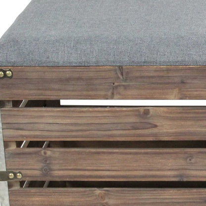 Set of Two 16" Gray Linen Upholstered Storage Square Entryway Stool With Flip Top