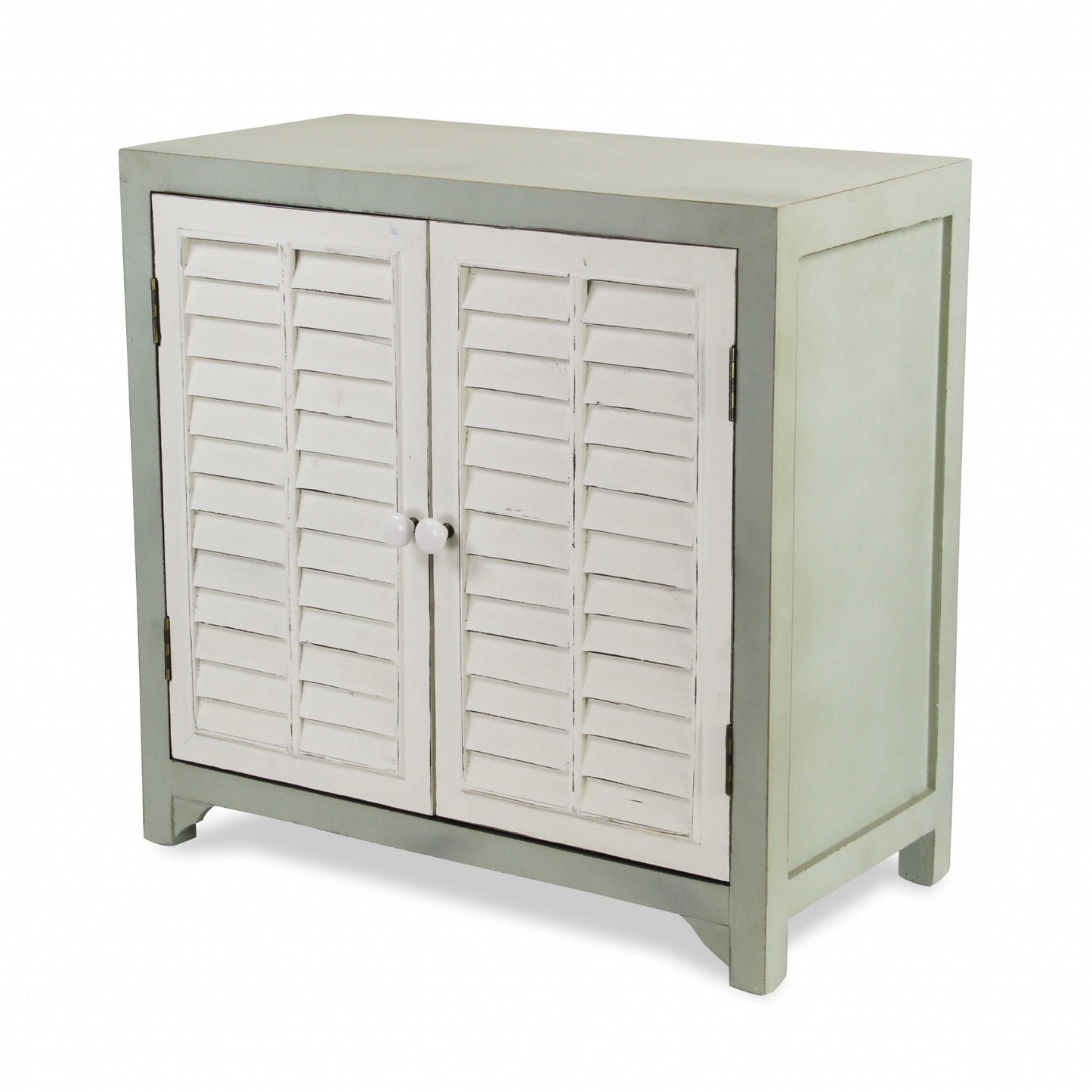 Sea Salt Blue And White Shutter Accent Cabinet