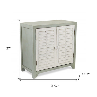 Sea Salt Blue And White Shutter Accent Cabinet