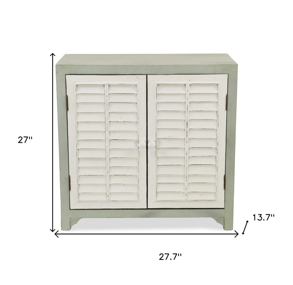 Sea Salt Blue And White Shutter Accent Cabinet