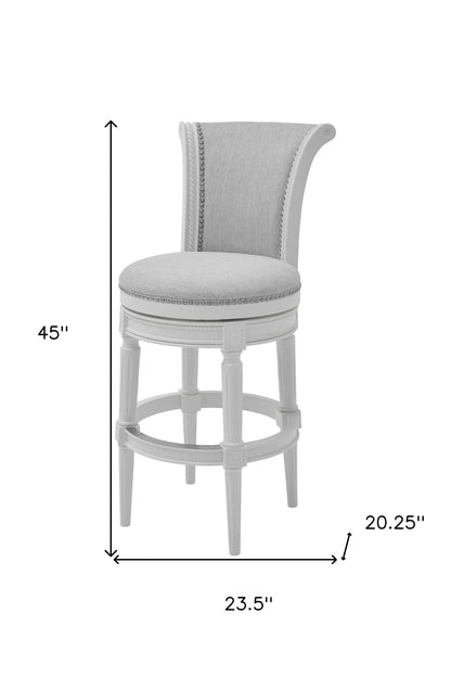 Light Gray And White Upholstered And Solid Wood Bar Chair