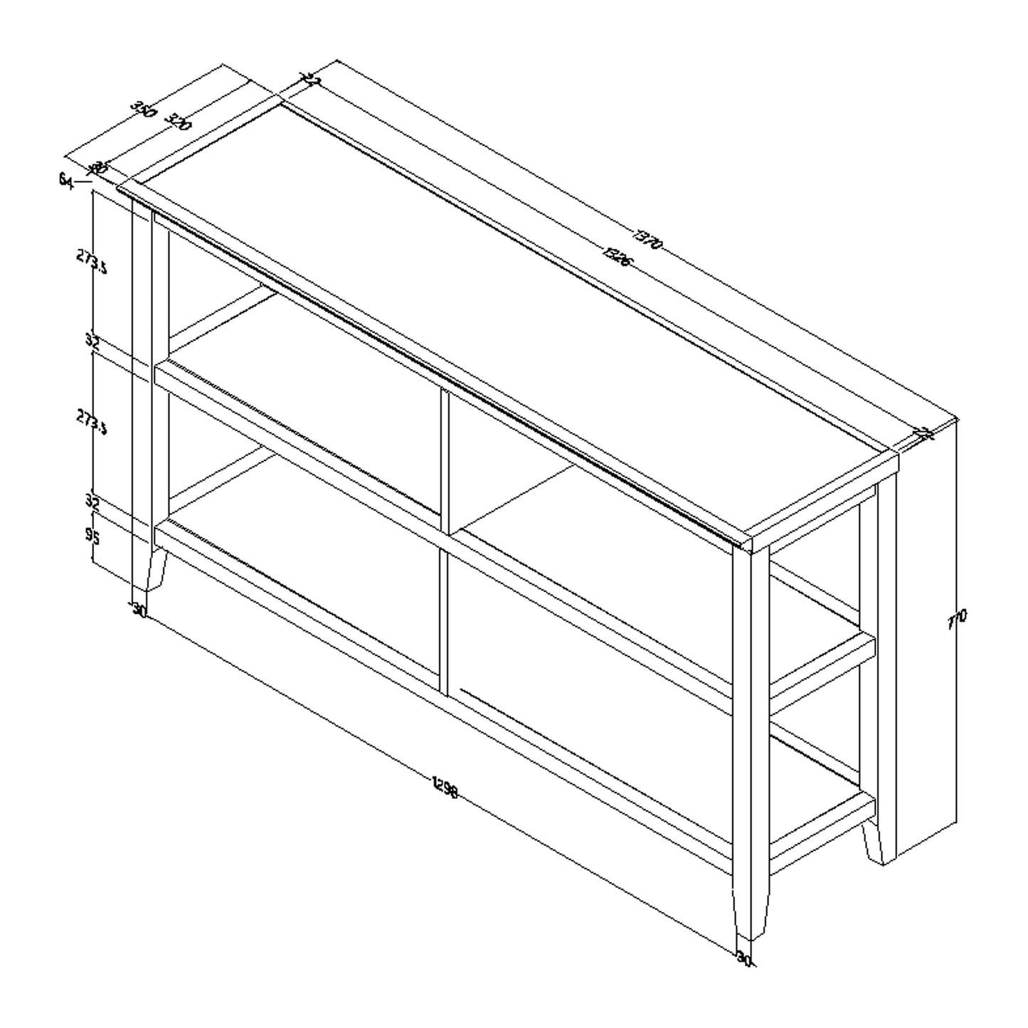 30" Bookcase With 2 Shelves In Walnut