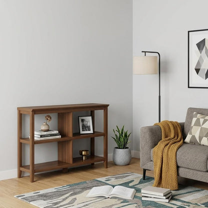 Brown Solid Wood Double Bookcase