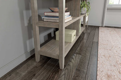 Gray Solid and Manufactured Wood and Solid Wood Double Bookcase