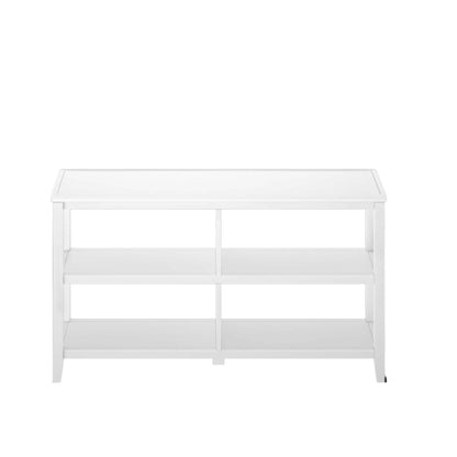 White Solid and Manufactured Wood and Solid Wood Double Bookcase