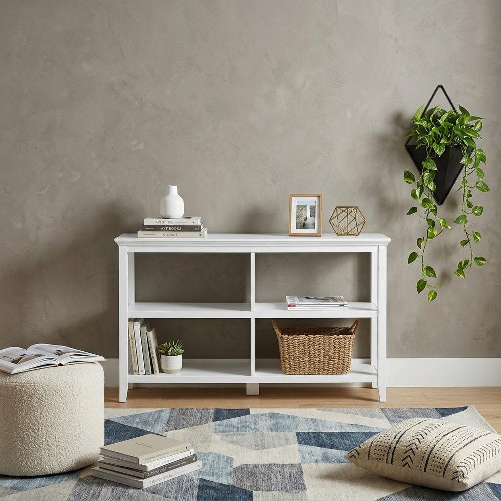 30" White Wood Two Shelf Bookcase
