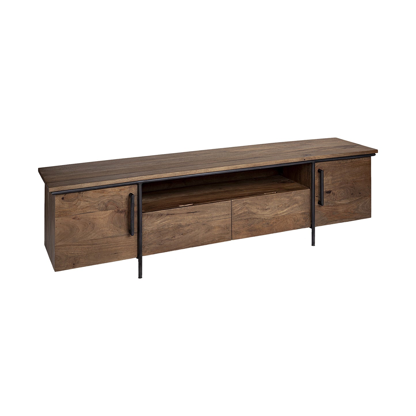 18" Brown Solid Wood Console Table With Shelves