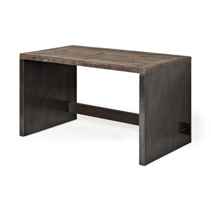 28" Dark Brown and Gray Writing Desk