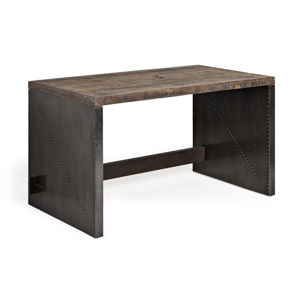 52" Dark Brown and Gray Writing Desk