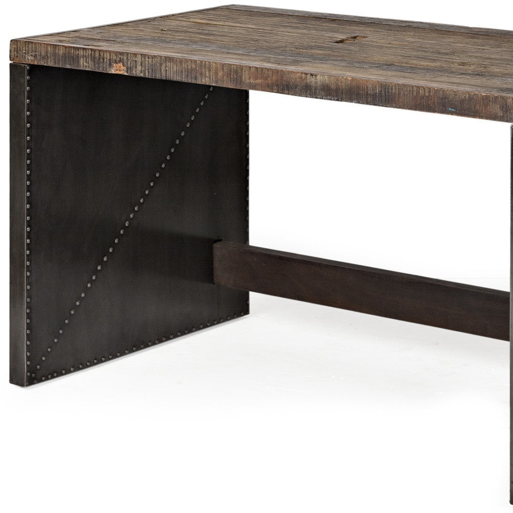 28" Dark Brown and Gray Writing Desk