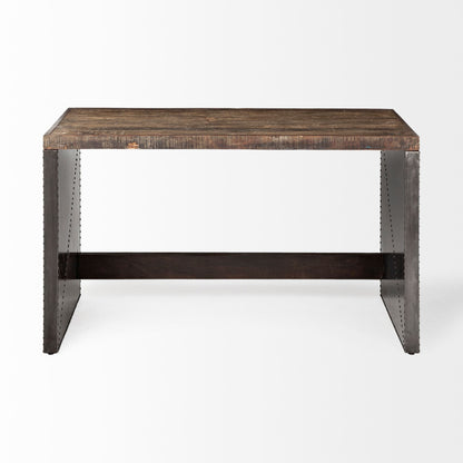 52" Dark Brown and Gray Writing Desk