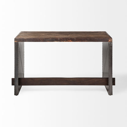 52" Dark Brown and Gray Writing Desk