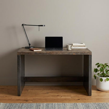 52" Dark Brown and Gray Writing Desk