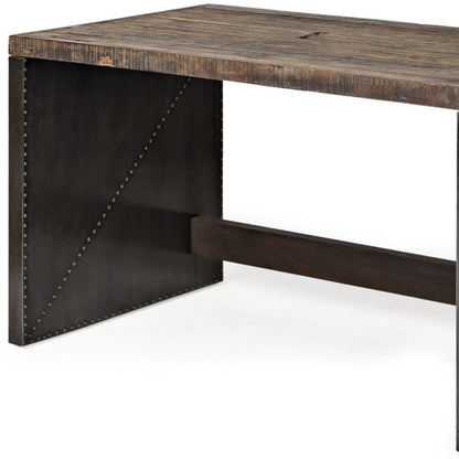 52" Dark Brown and Gray Writing Desk