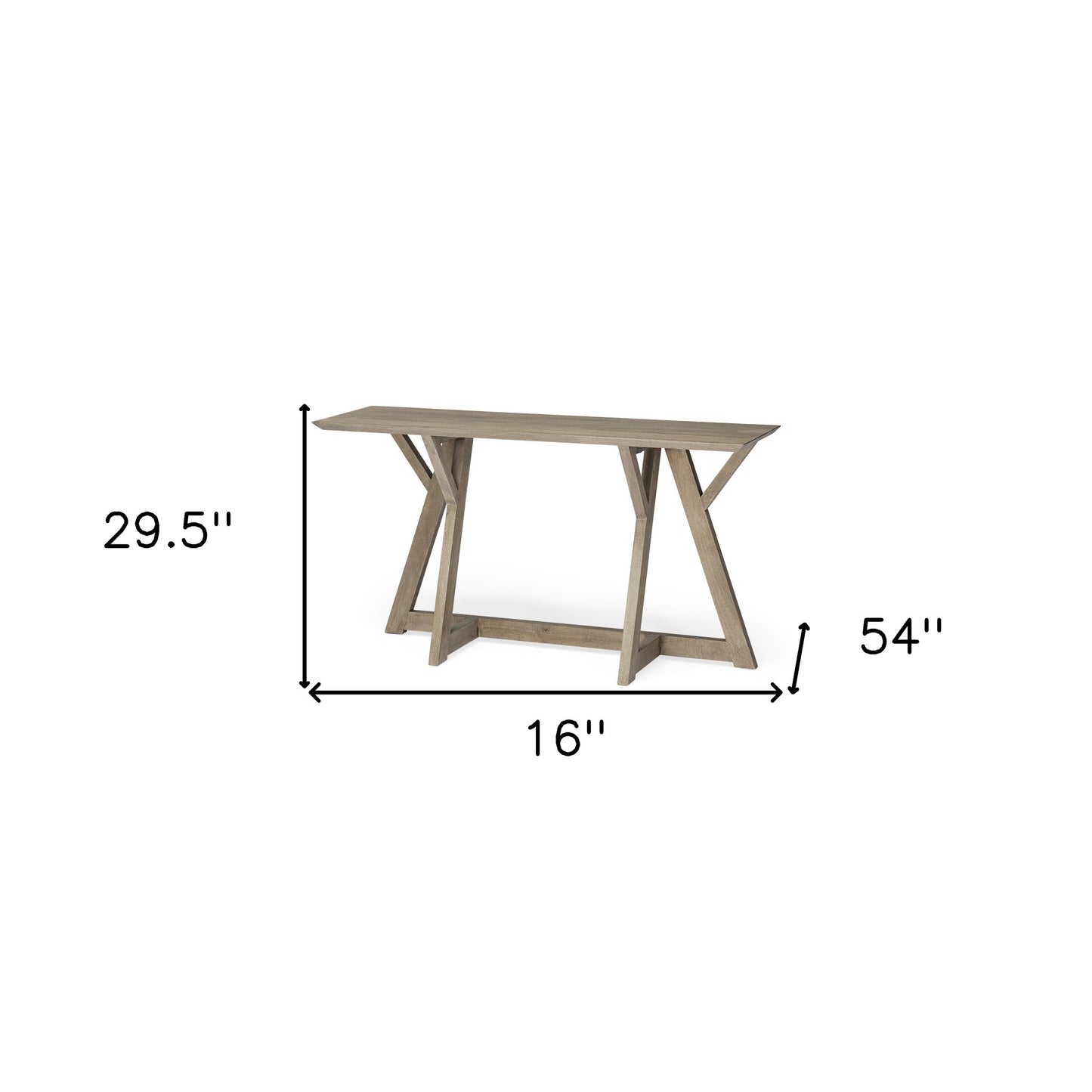 16" Brown Solid Wood Trestle Console Table