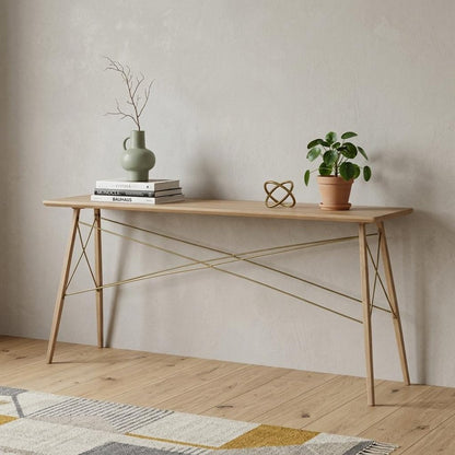 66" Brown Solid Wood Console Table