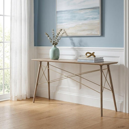 66" Brown Solid Wood Console Table