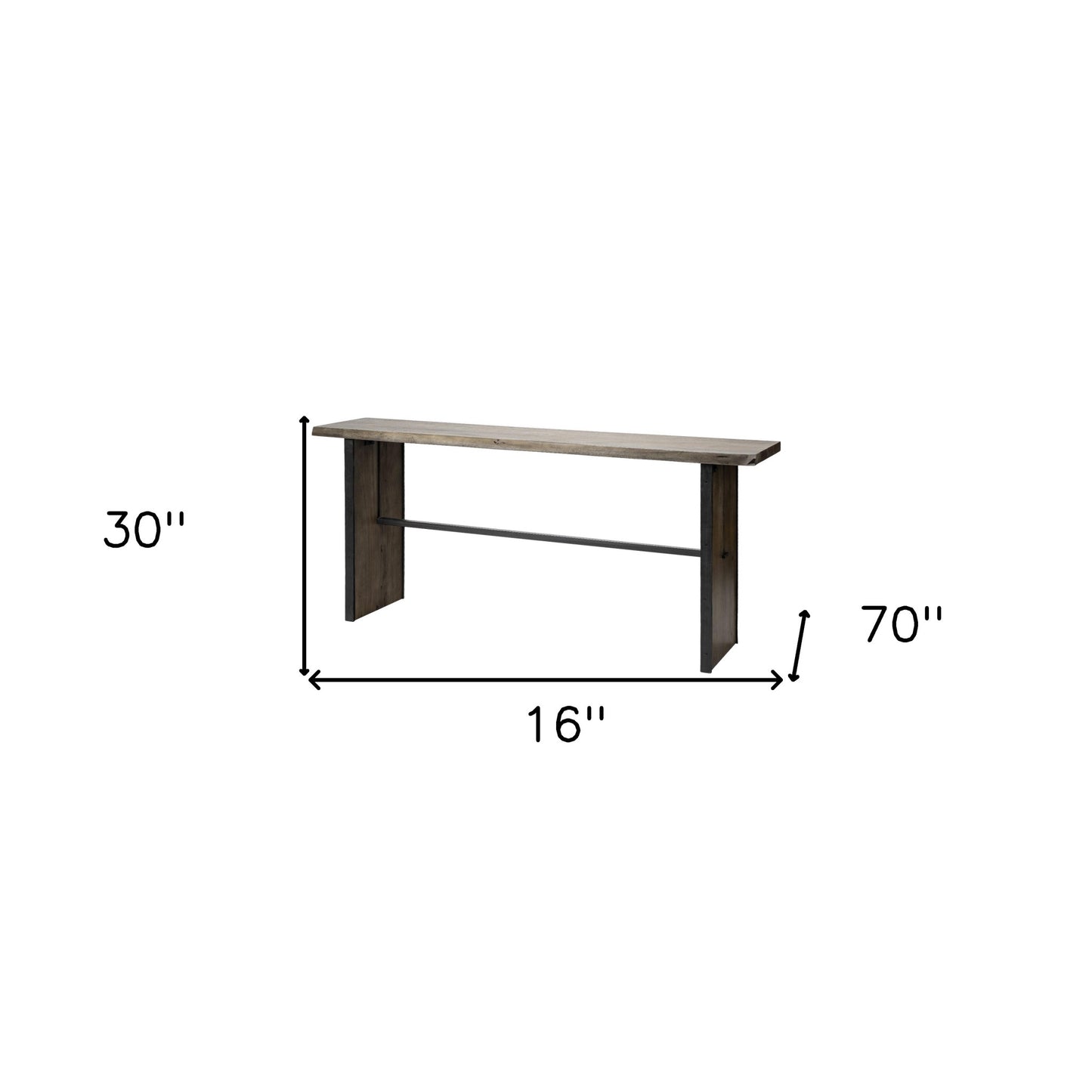 16" Brown Solid Wood Solid Console Table