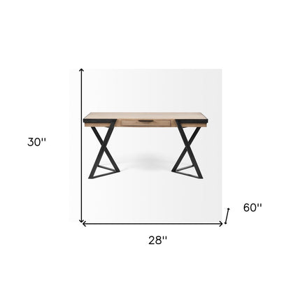 28" Brown and Black Writing Desk