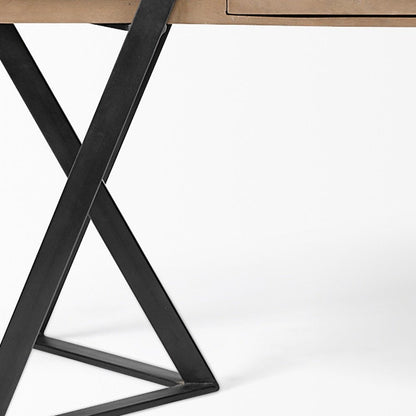60" Brown and Black Writing Desk