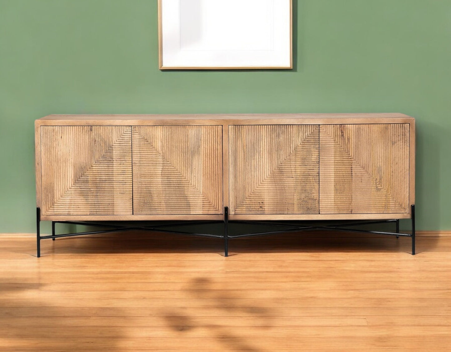 78" Brown Solid Wood Sideboard with Four Doors