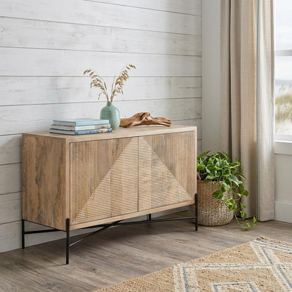 78" Brown Solid Wood Sideboard with Four Doors