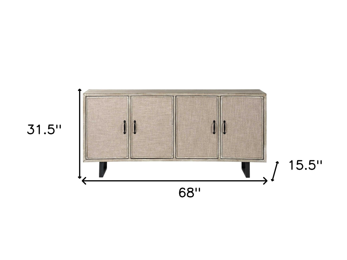 68" Light Brown Solid Wood Sideboard with Four Doors