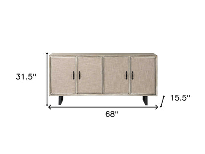 68" Light Brown Solid Wood Sideboard with Four Doors