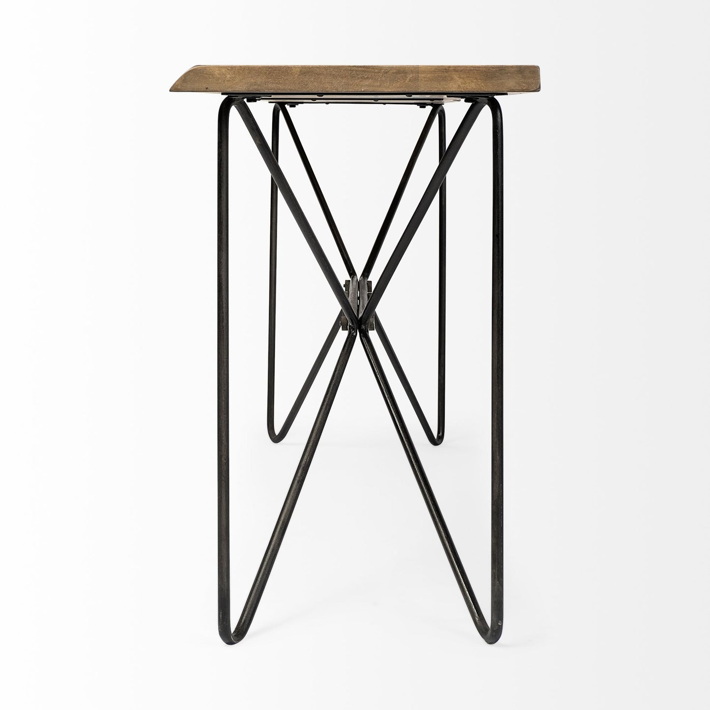 16" Brown and Black Solid Wood Abstract Console Table